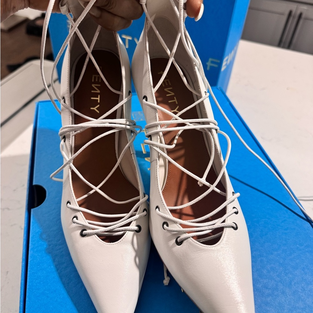 Fenty Beauty White Lace-Up Heels